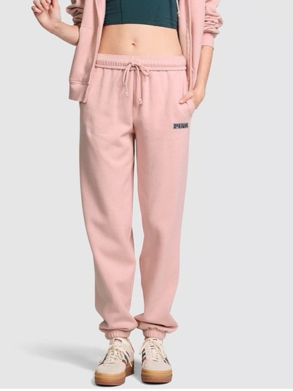 PINK Blush Pink Drawstring Sweatpants size Small